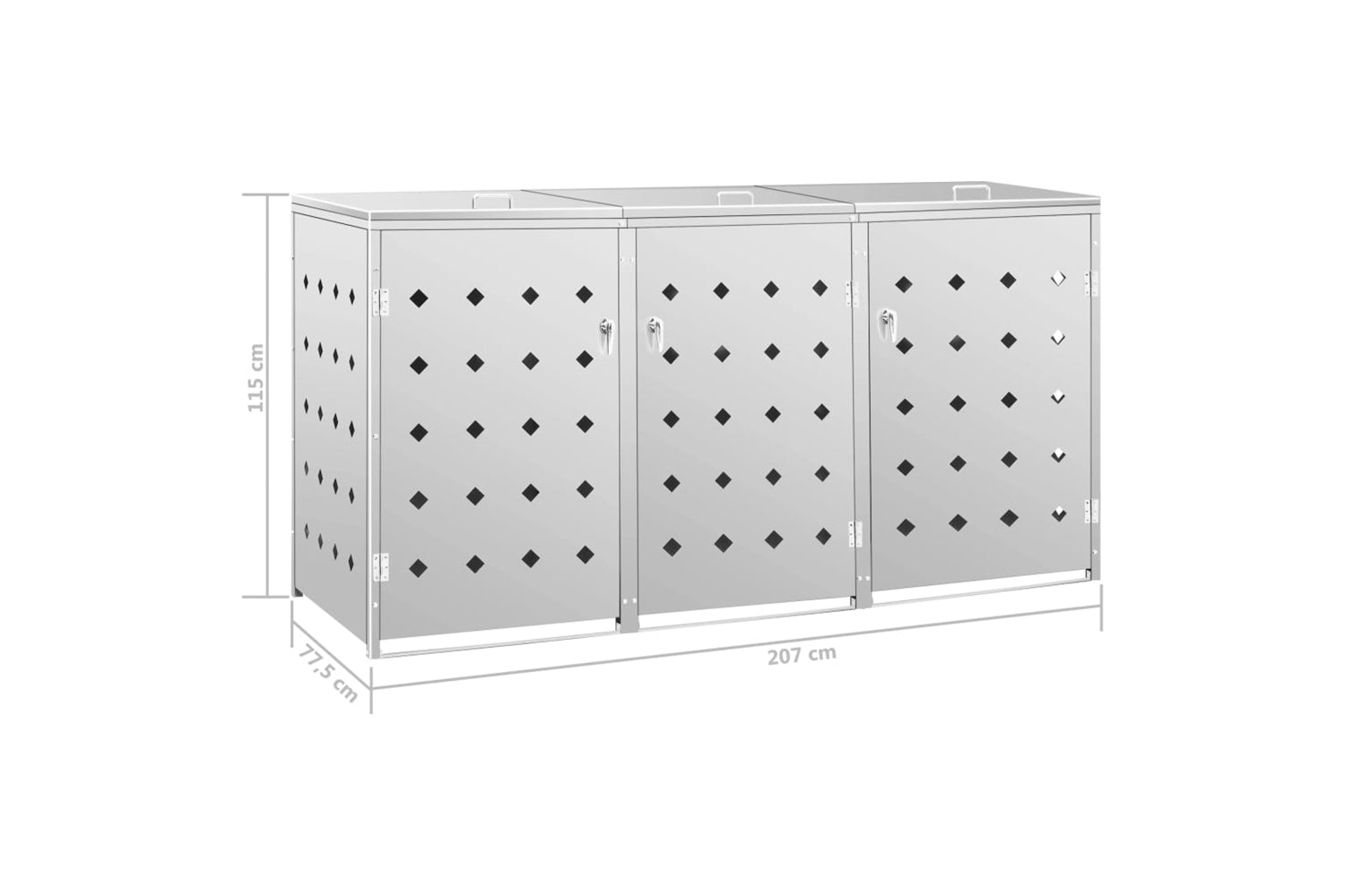 Vidaxl 145381 Triple Wheelie Bin Shed 240 L Stainless Steel-8