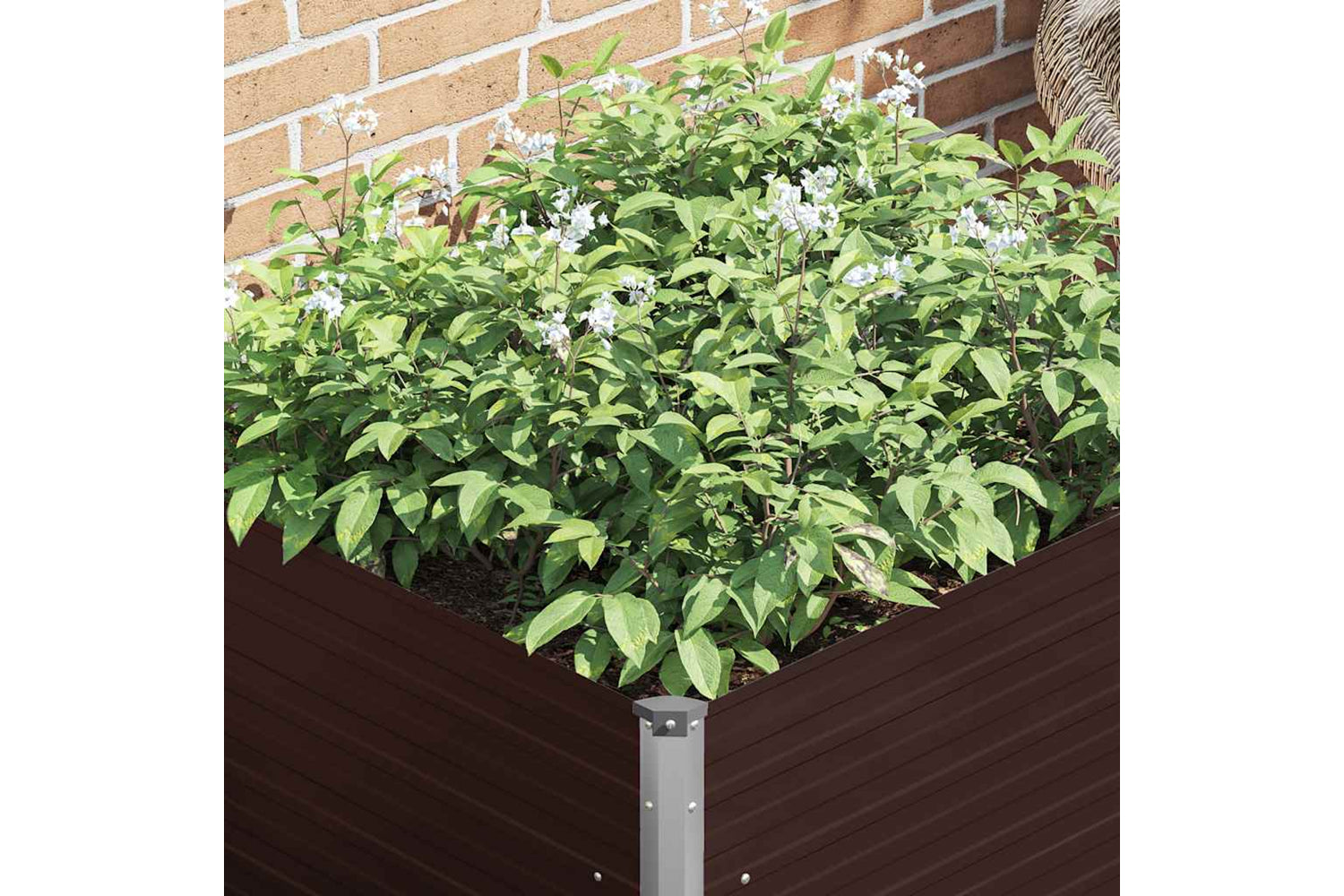 Vidaxl Raised Garden Bed Brown 100x100x77 Cm Galvanised Steel-3