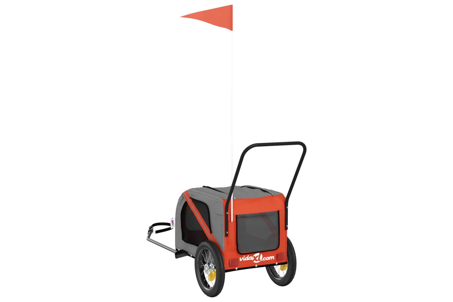 Vidaxl 93886 Pet Bike Trailer Orange And Black Oxford Fabric And Iron-7