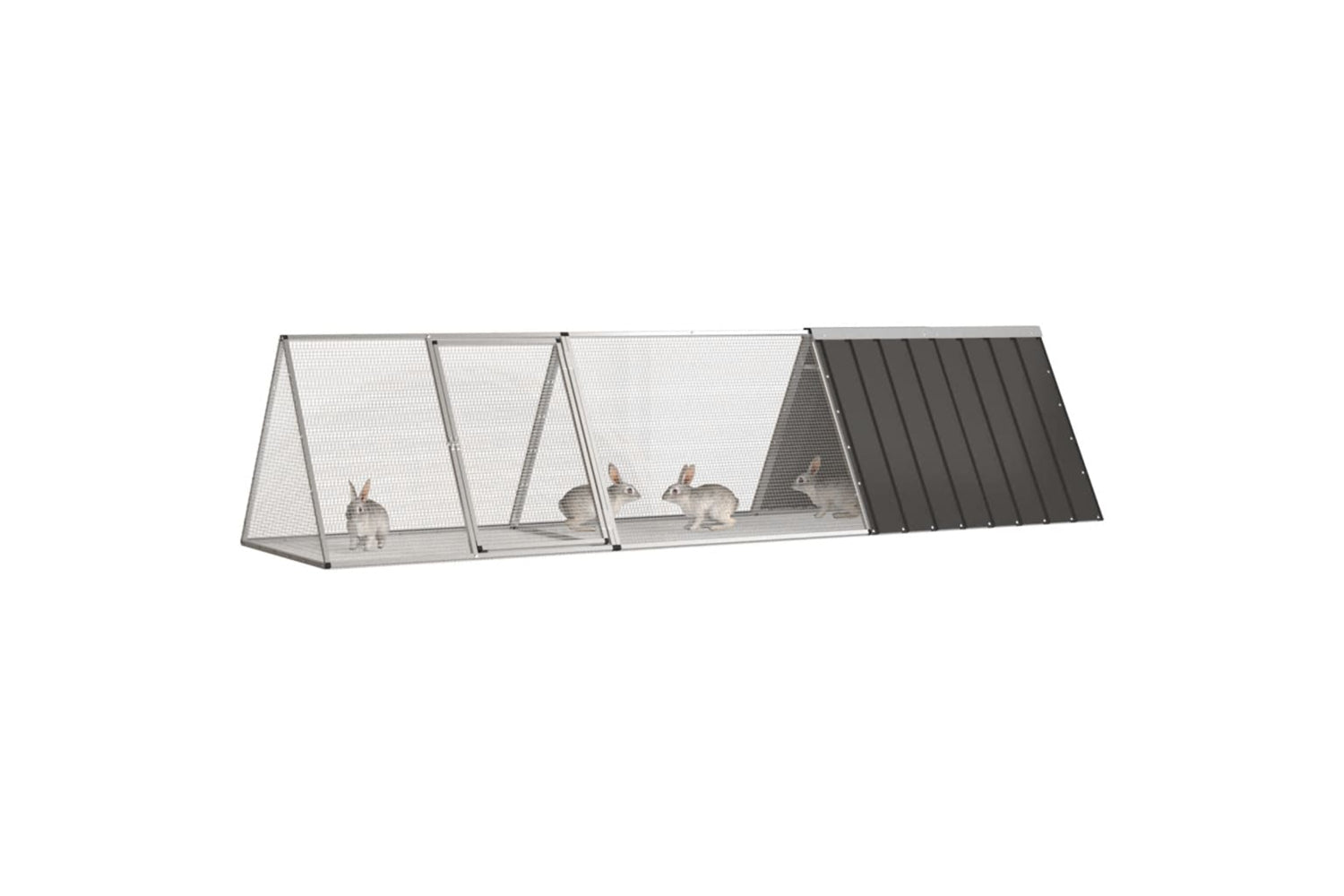 vidaXL 3106446 Rabbit Cage Anthracite 302.5x80.5x71cm Galvanised Steel-2