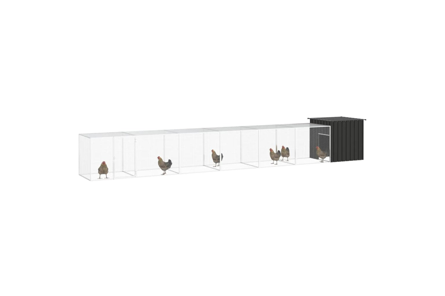 vidaXL 3106456 Chicken Cage Anthracite 700x91x100cm Galvanised Steel-2