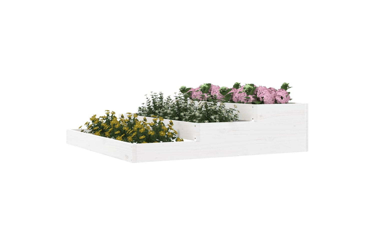 vidaXL 823914 Planter White 107x107x27cm Solid Wood Pine-2