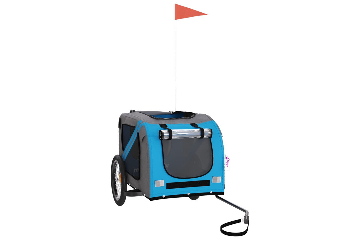 Vidaxl 93883 Pet Bike Trailer Blue And Grey Oxford Fabric And Iron-2