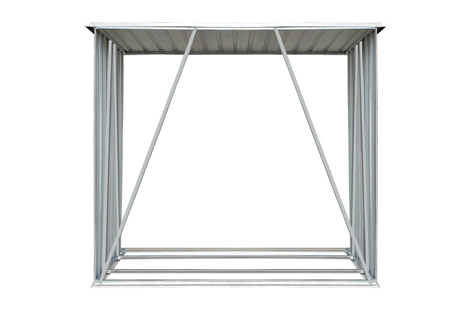 vidaXL 44959 Garden Log Storage Shed Galvanised Steel 163x83x154cm Grey-3