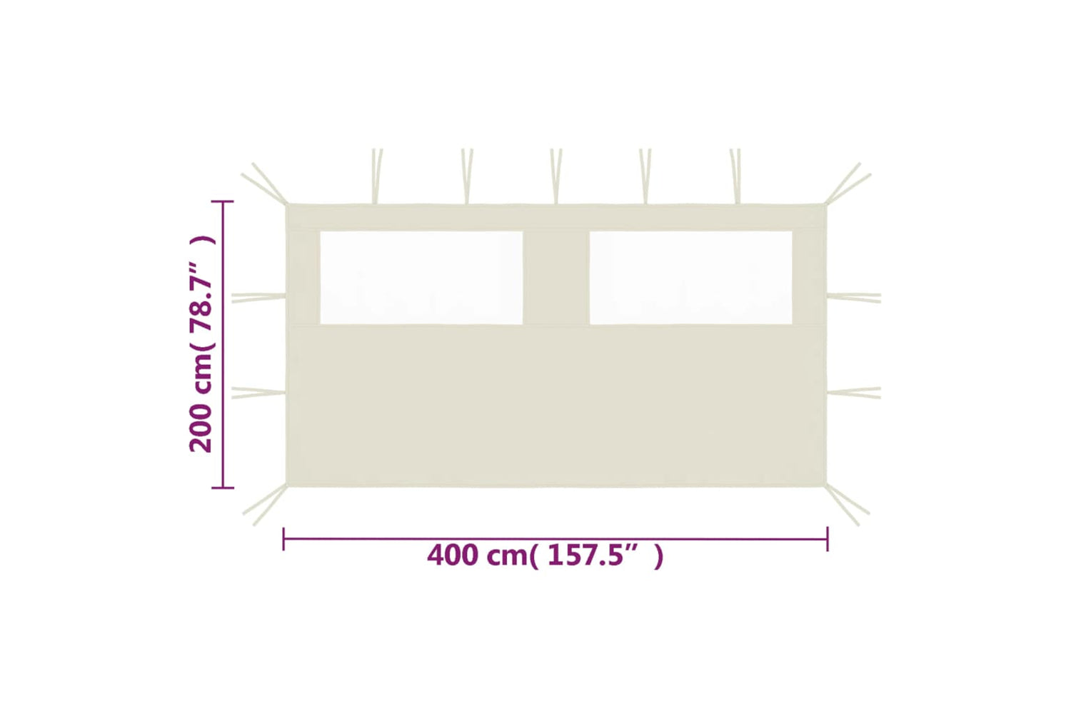 Vidaxl 3070421 Gazebo Sidewall With Windows 4x2 M Cream-4
