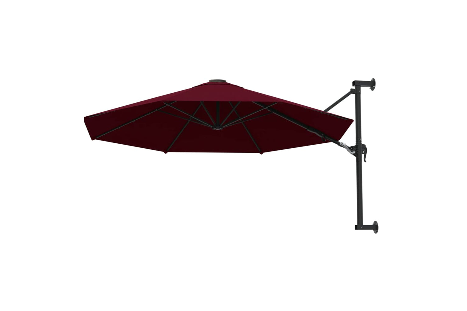 vidaXL Wall-mounted Parasol With Metal Pole 300cm Burgundy-3