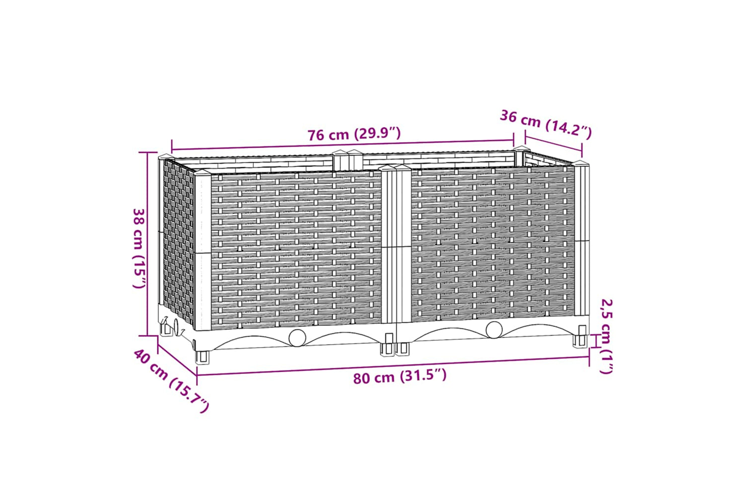 vidaXL Raised Bed 80x40x38cm Polypropylene-9