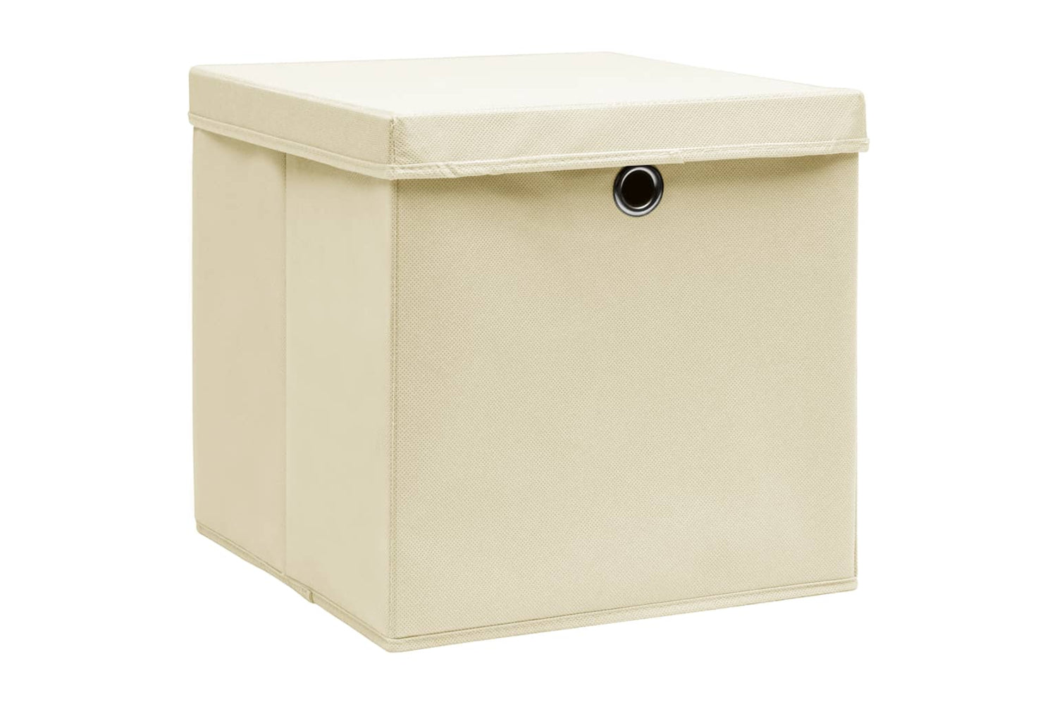 vidaXL 325216 Storage Boxes With Covers 4 Pcs 28x28x28cm Cream-2