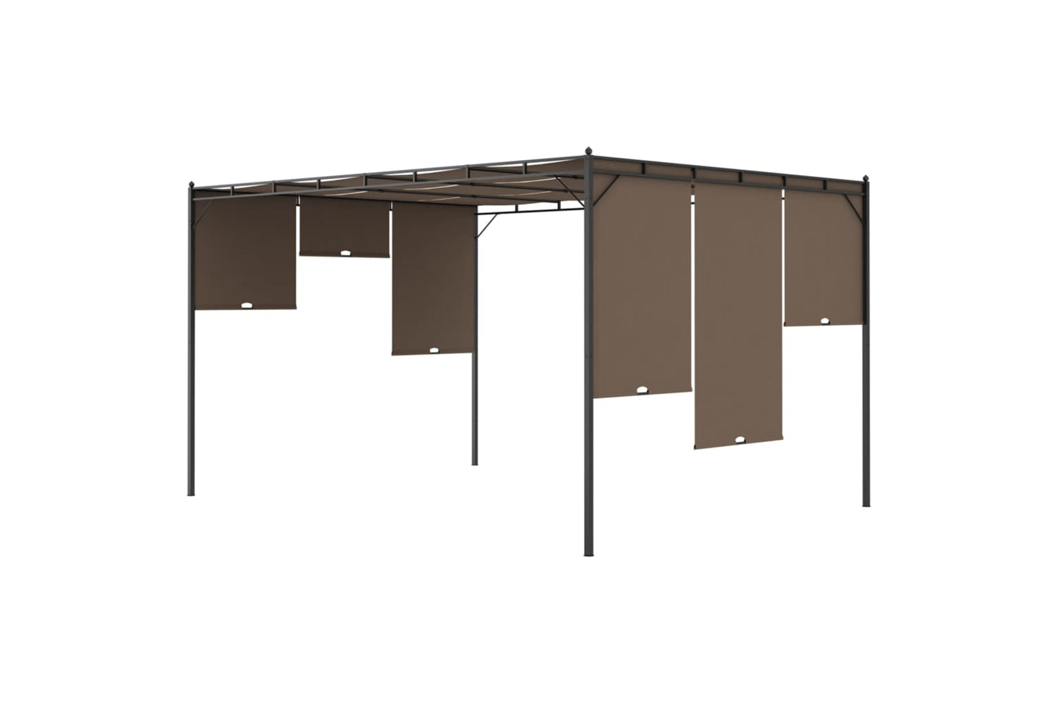Vidaxl 312264 Garden Gazebo With Side Curtain 4x3x2.25 M Taupe-7