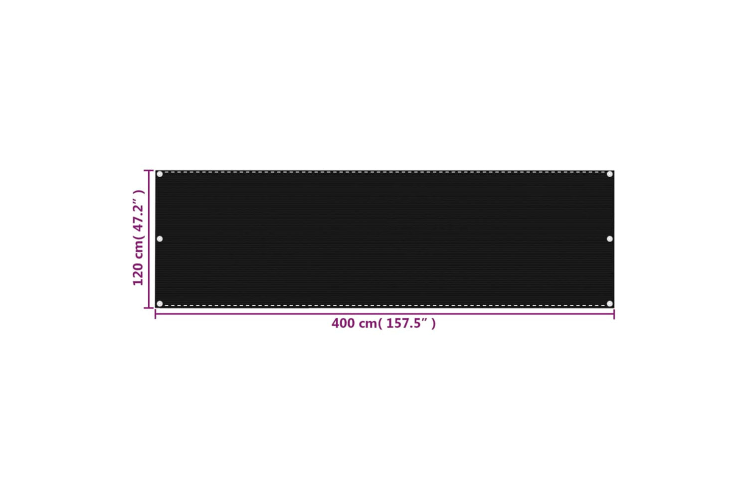 vidaXL 311037 Balcony Screen Black 120x400cm Hdpe-5