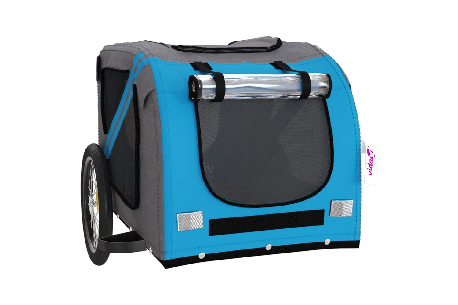 Vidaxl 93883 Pet Bike Trailer Blue And Grey Oxford Fabric And Iron-4