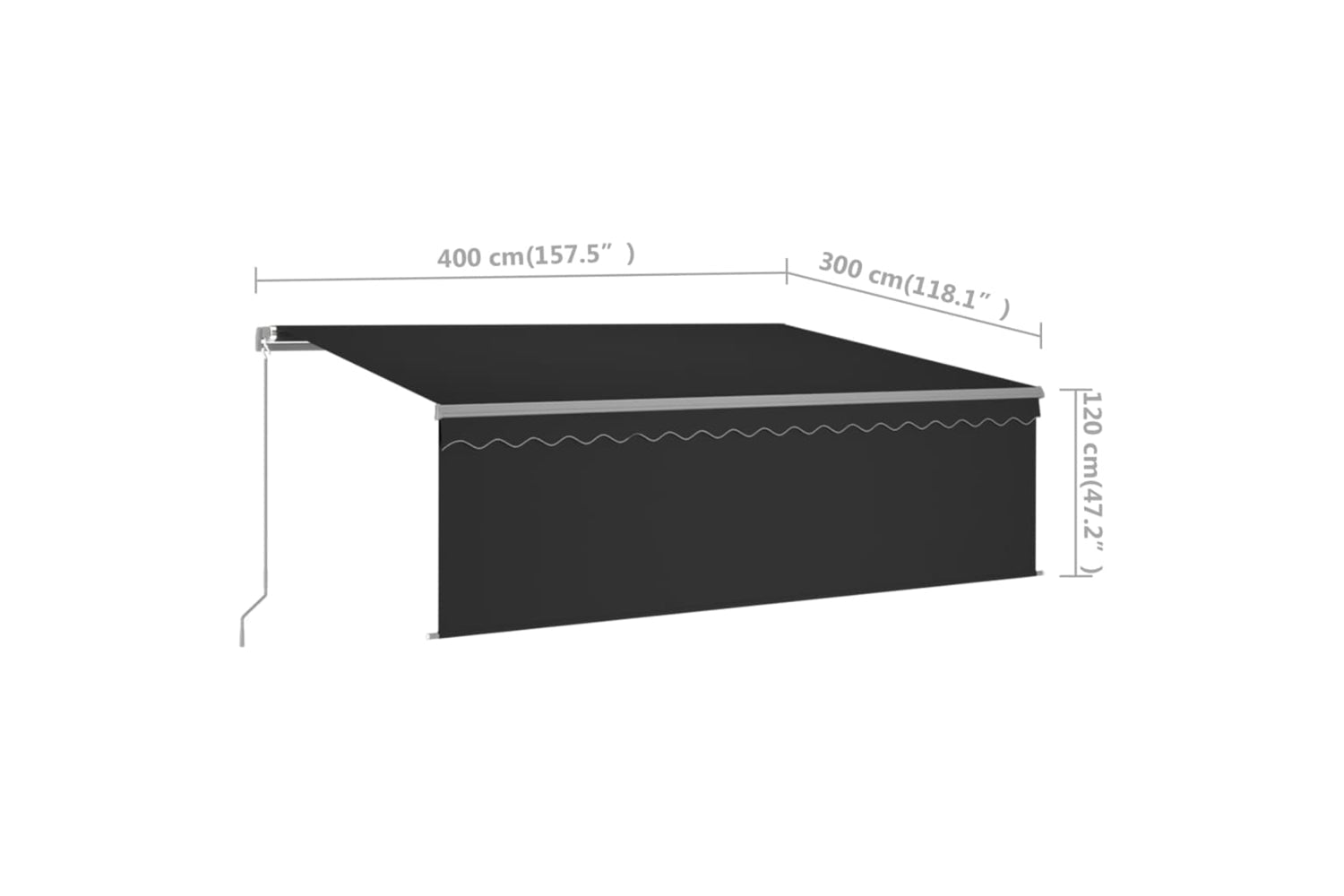 Vidaxl 3069424 Manual Retractable Awning With Blind&led 4x3m Anthracite-6