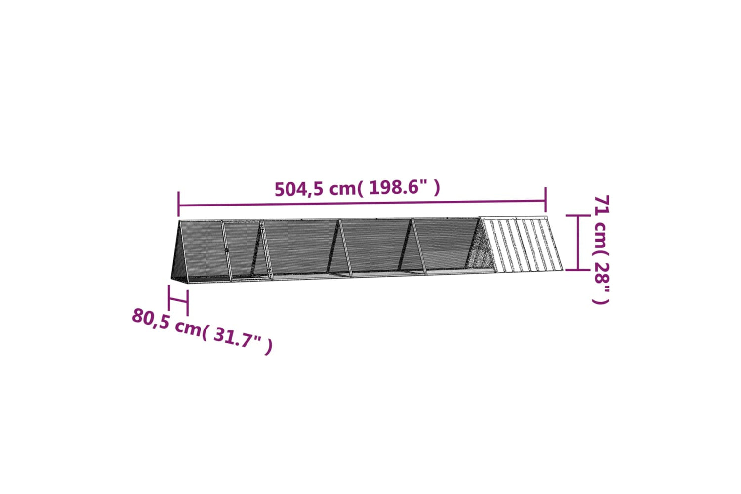 vidaXL 3106448 Rabbit Cage Anthracite 504.5x80.5x71cm Galvanised Steel-6