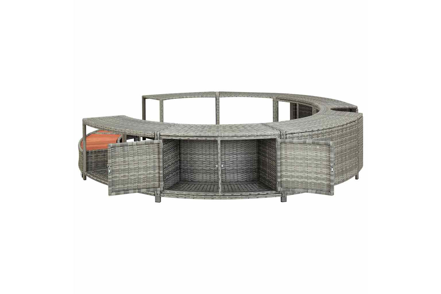 Vidaxl Hot Tub Surround Grey Poly Rattan-6