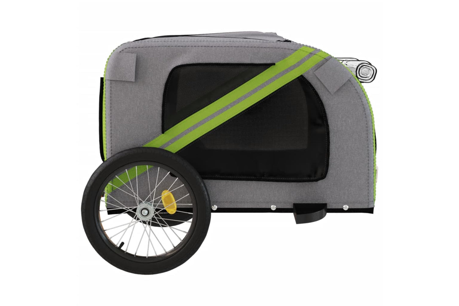 Vidaxl 93885 Pet Bike Trailer Green And Grey Oxford Fabric And Iron-6