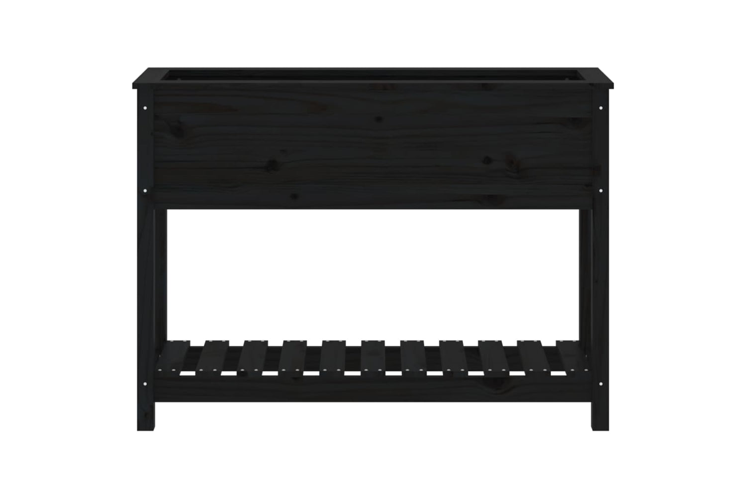 vidaXL 823770 Planter With Shelf Black 111.5x34.5x81cm Solid Wood Pine-4