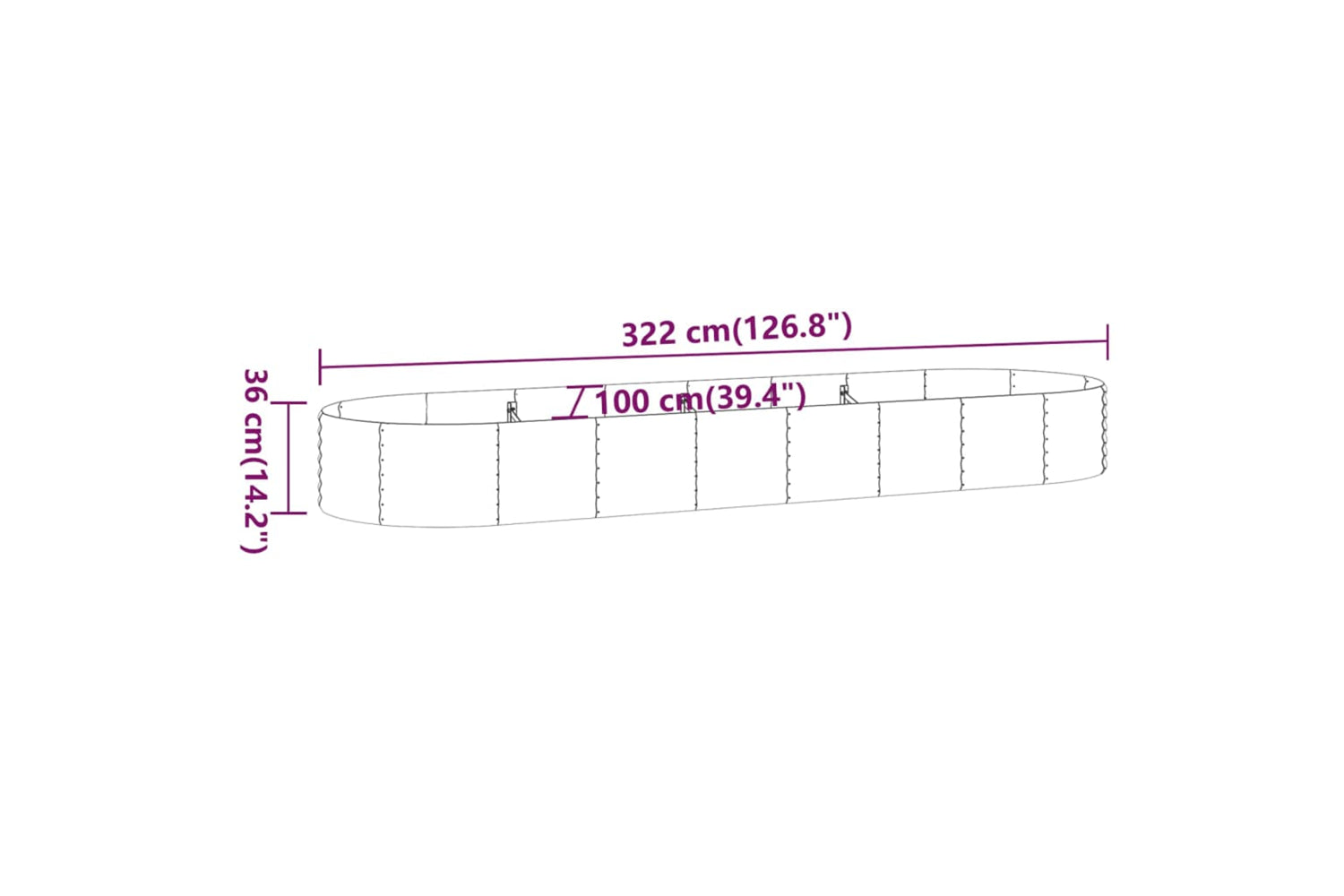 vidaXL 319000 Garden Raised Bed Powder-coated Steel 322x100x36cm Brown-5