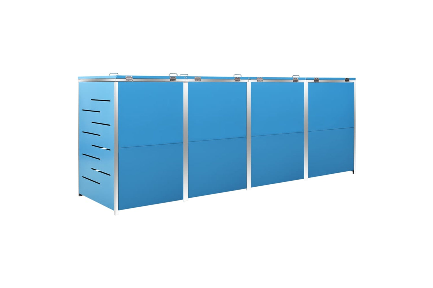 vidaXL Quadruple Wheelie Bin Shed 276.5x77.5x112.5cm Stainless Steel-6