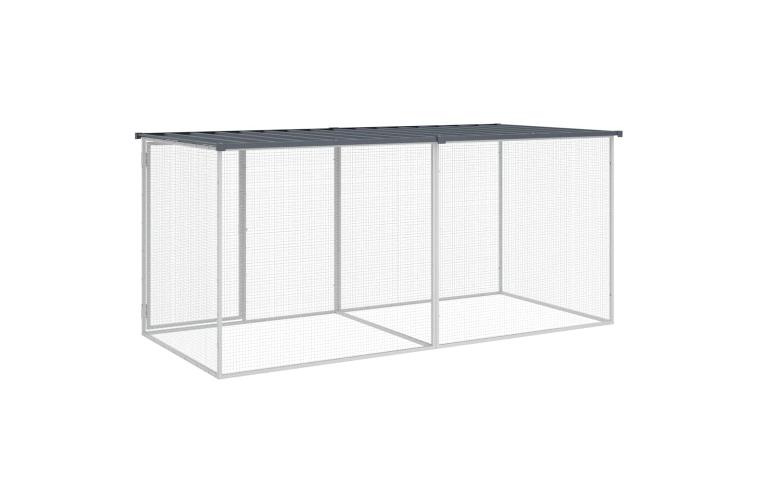 vidaXL 3189049 Chicken Cage With Roof Anthracite 203x98x90cm Galvanised Steel-4