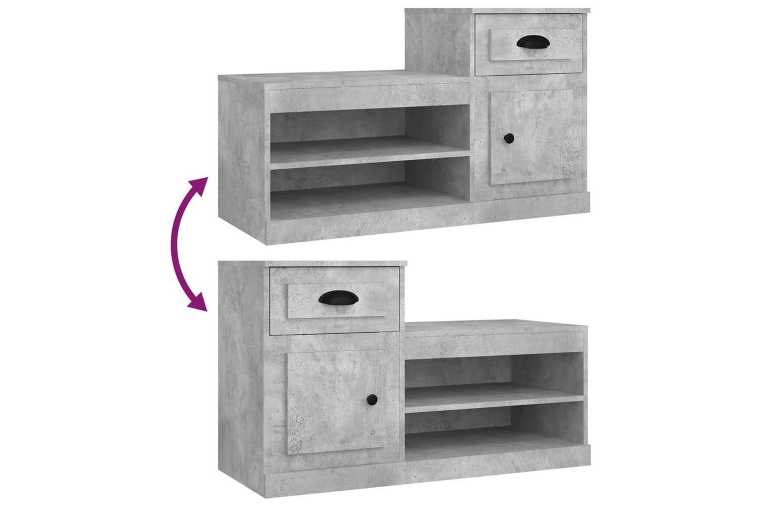 vidaXL 816420 Shoe Cabinet Concrete Grey 100x42x60cm Engineered Wood-8