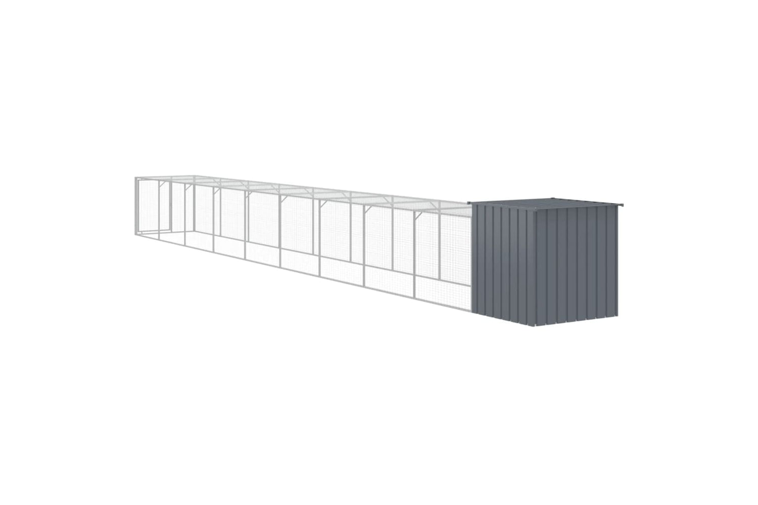 vidaXL 3189092 Chicken Cage With Run Anthracite 110x1017x110cm Galvanised Steel-4