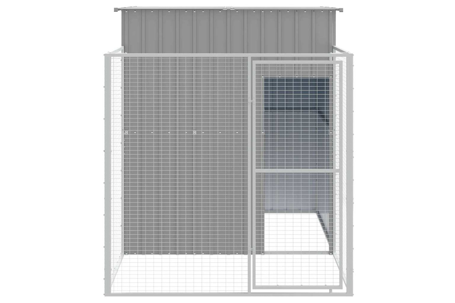 Vidaxl Dog House With Run Light Grey 165x251x181 Cm Galvanised Steel-2