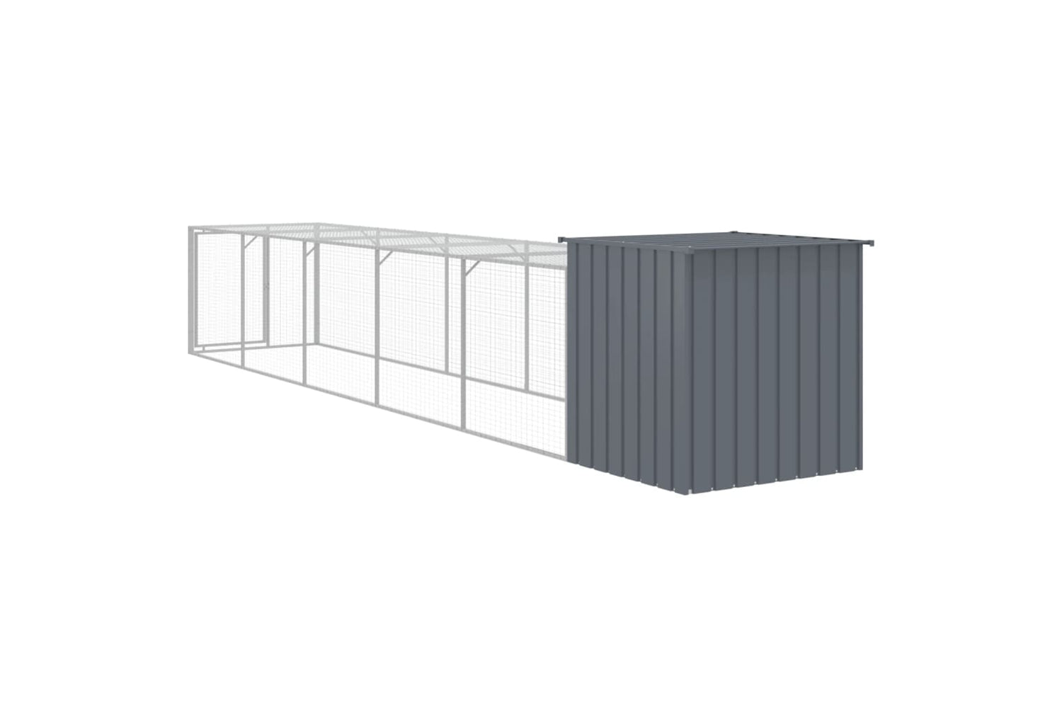 vidaXL 3189090 Chicken Cage With Run Anthracite 110x609x110cm Galvanised Steel-4