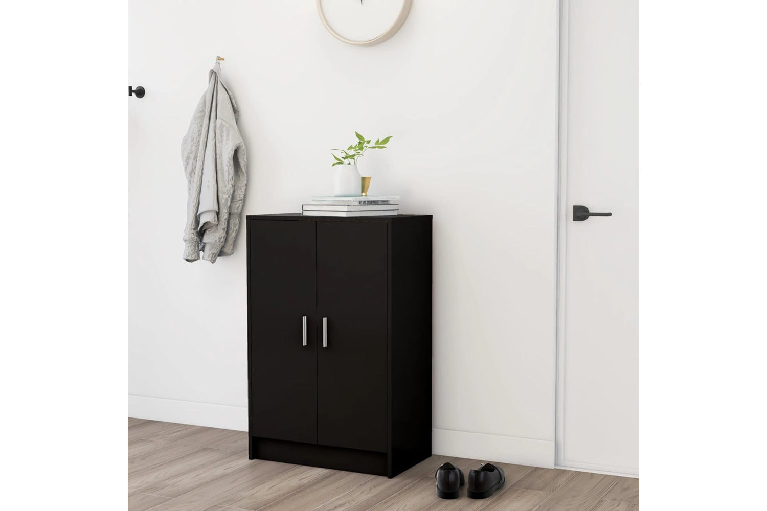 vidaXL Shoe Cabinet Black 60x35x92cm Engineered Wood-2