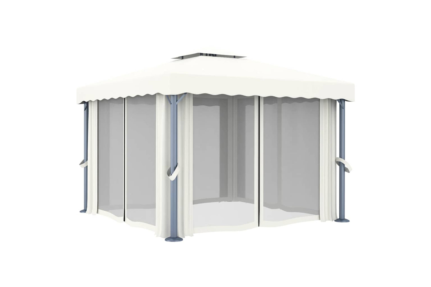 Vidaxl Gazebo With Curtain&led String Lights 3x3 M Cream White-5