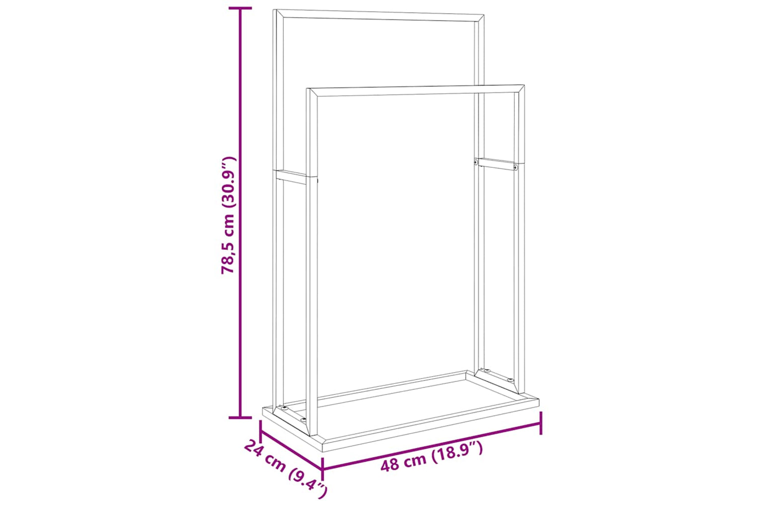 vidaXL 343088 Freestanding Towel Rack White 48x24x78.5cm Iron-8
