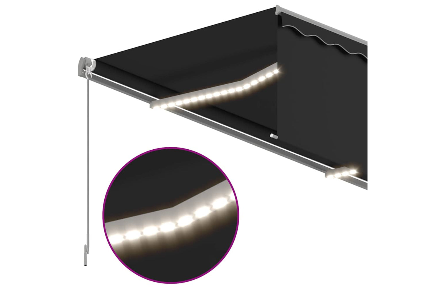 Vidaxl 3069384 Manual Retractable Awning With Blind&led 3x2.5m Anthracite-4