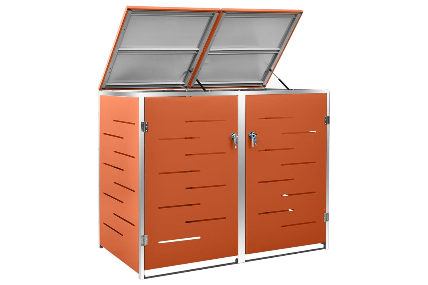 vidaXL Double Wheelie Bin Shed 138x77.5x112.5cm Stainless Steel-5