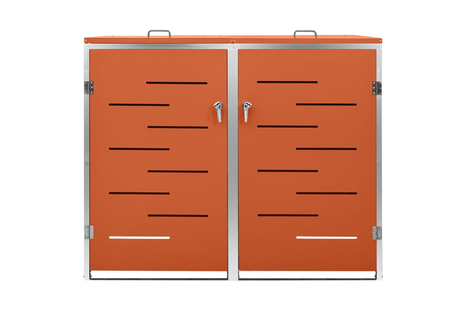vidaXL Double Wheelie Bin Shed 138x77.5x112.5cm Stainless Steel-2