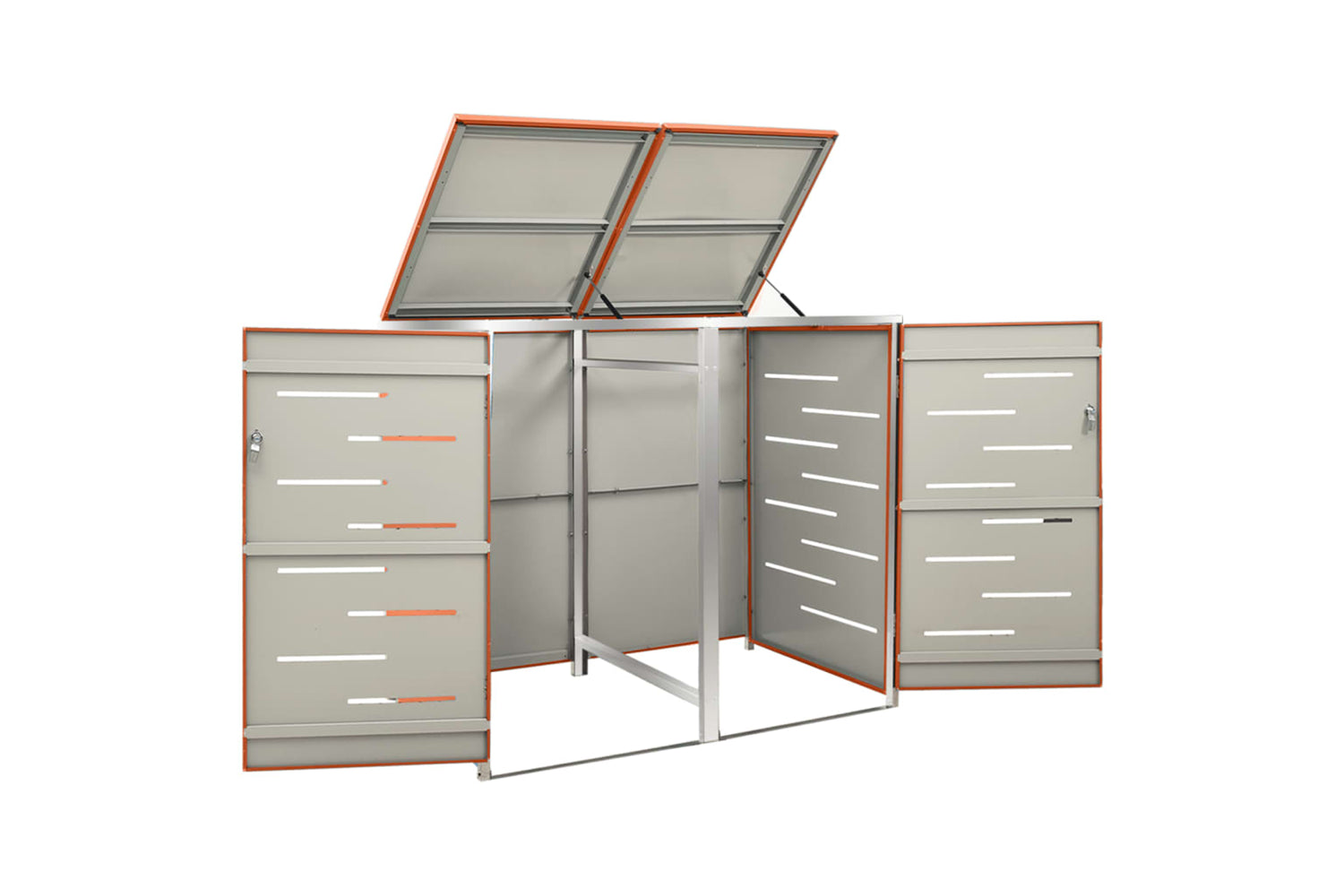 vidaXL Double Wheelie Bin Shed 138x77.5x112.5cm Stainless Steel-6