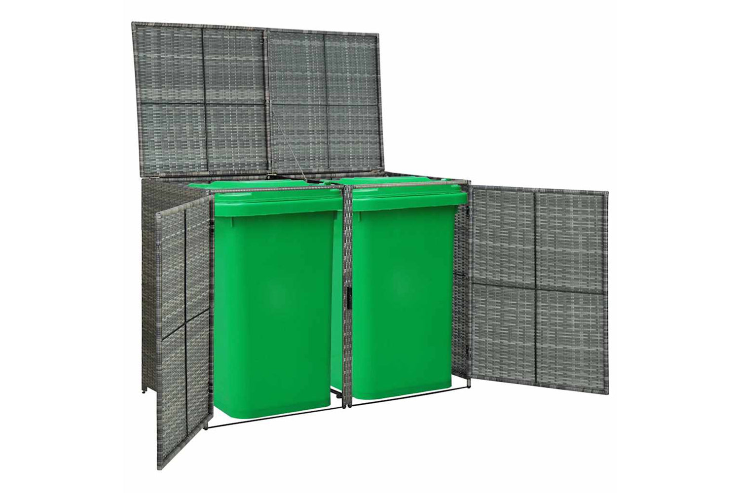 vidaXL 46463 Double Wheelie Bin Shed Poly Rattan Anthracite 148x77x111cm-9