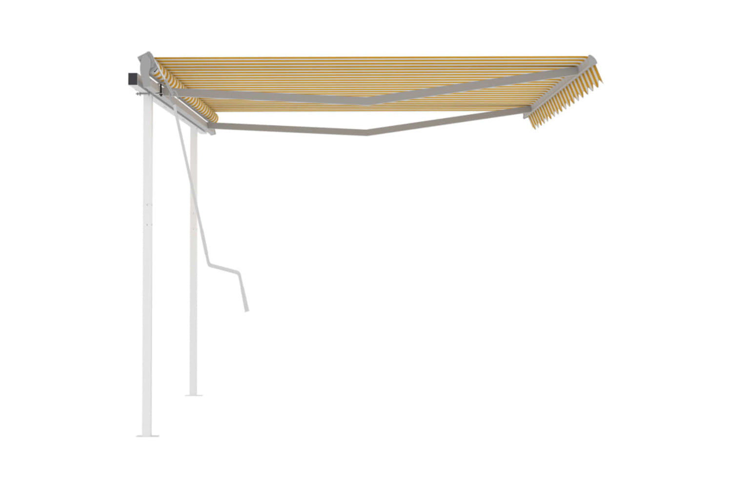Vidaxl 3070018 Manual Retractable Awning With Posts 4x3.5 M Yellow And White-4