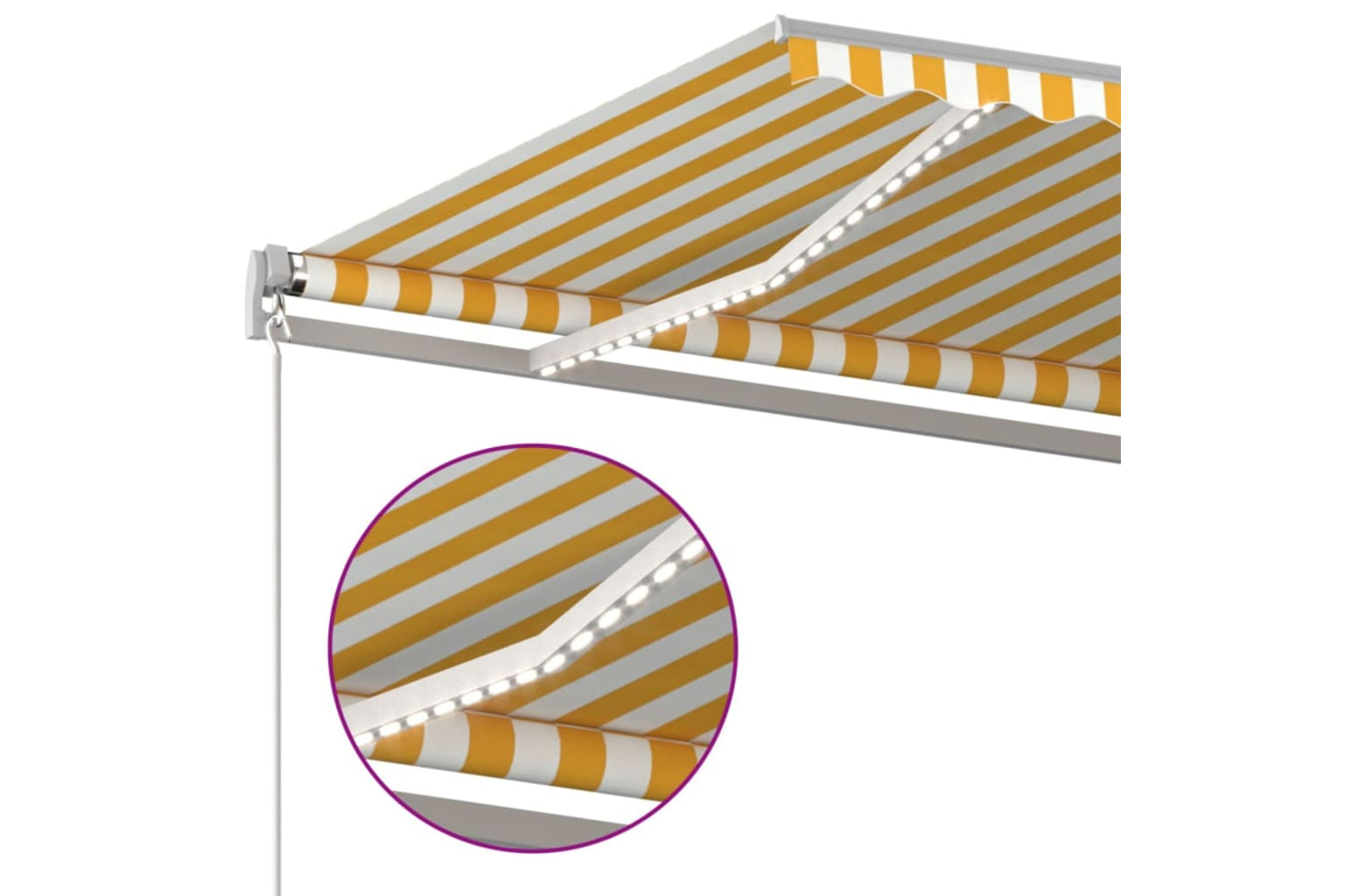 vidaXL 3068983 Manual Retractable Awning With Led 400x350cm Yellow And White-4