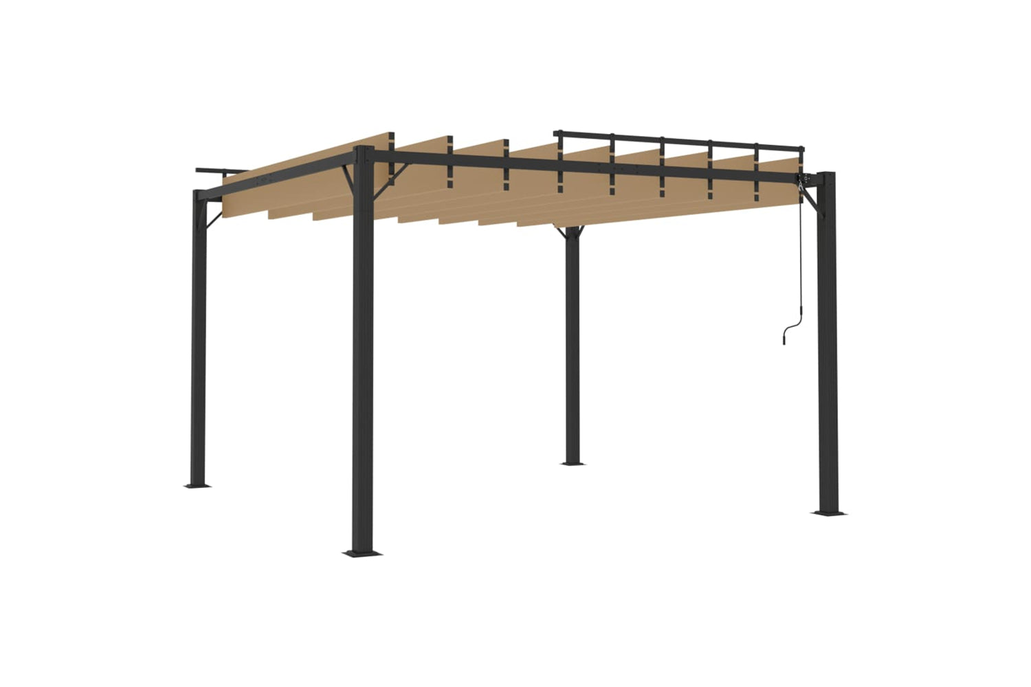 Vidaxl Gazebo With Louvered Roof 3x3 M Taupe Fabric And Aluminium-3
