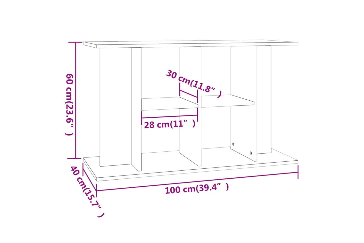 vidaXL 833588 Aquarium Stand Smoked Oak 100x40x60cm Engineered Wood-7