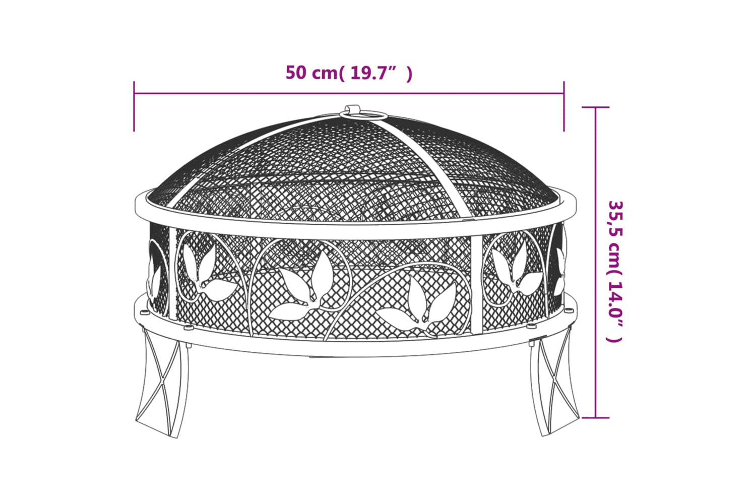 vidaXL 360063 Fire Pit With Poker 50cm Xxl Steel-6