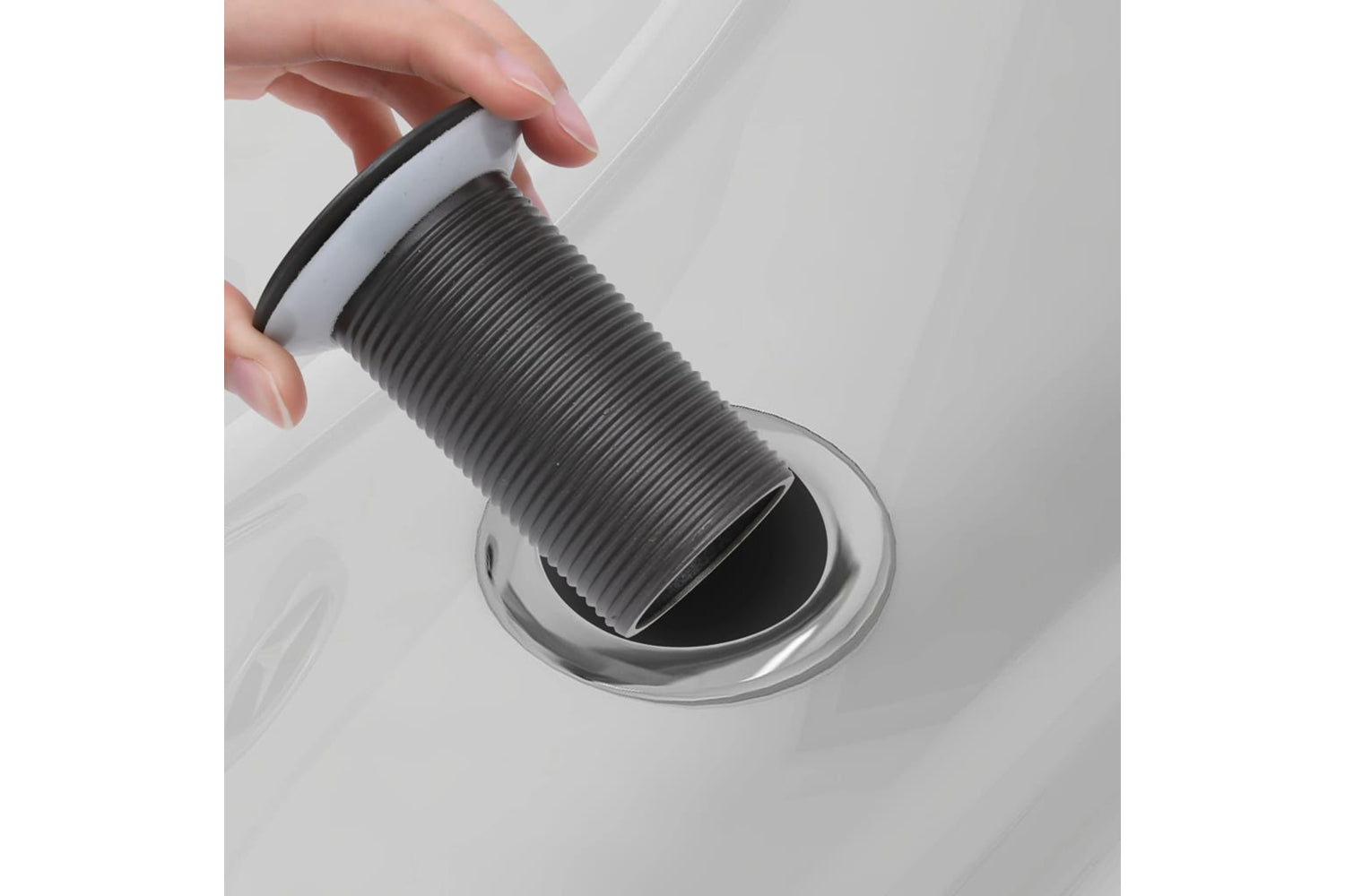 vidaXL 149063 Push Drain Without Overflow Function Grey 6.4x6.4x9.1cm-6