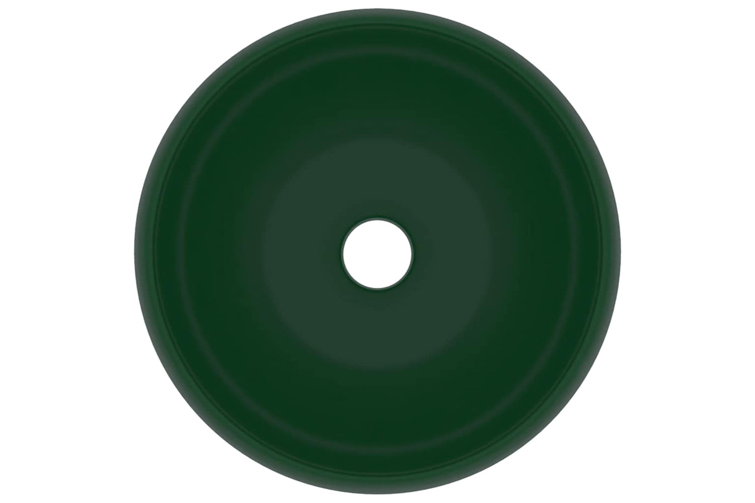 vidaXL 147003 Luxury Wash Basin Round Matt Dark Green 40x15cm Ceramic-3