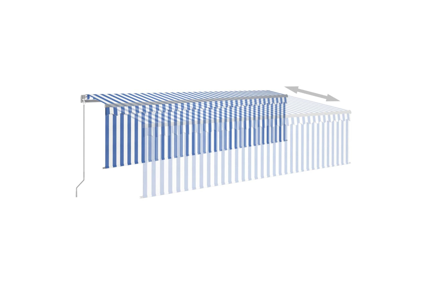 Vidaxl 3069456 Manual Retractable Awning With Blind 5x3m Blue&white-3
