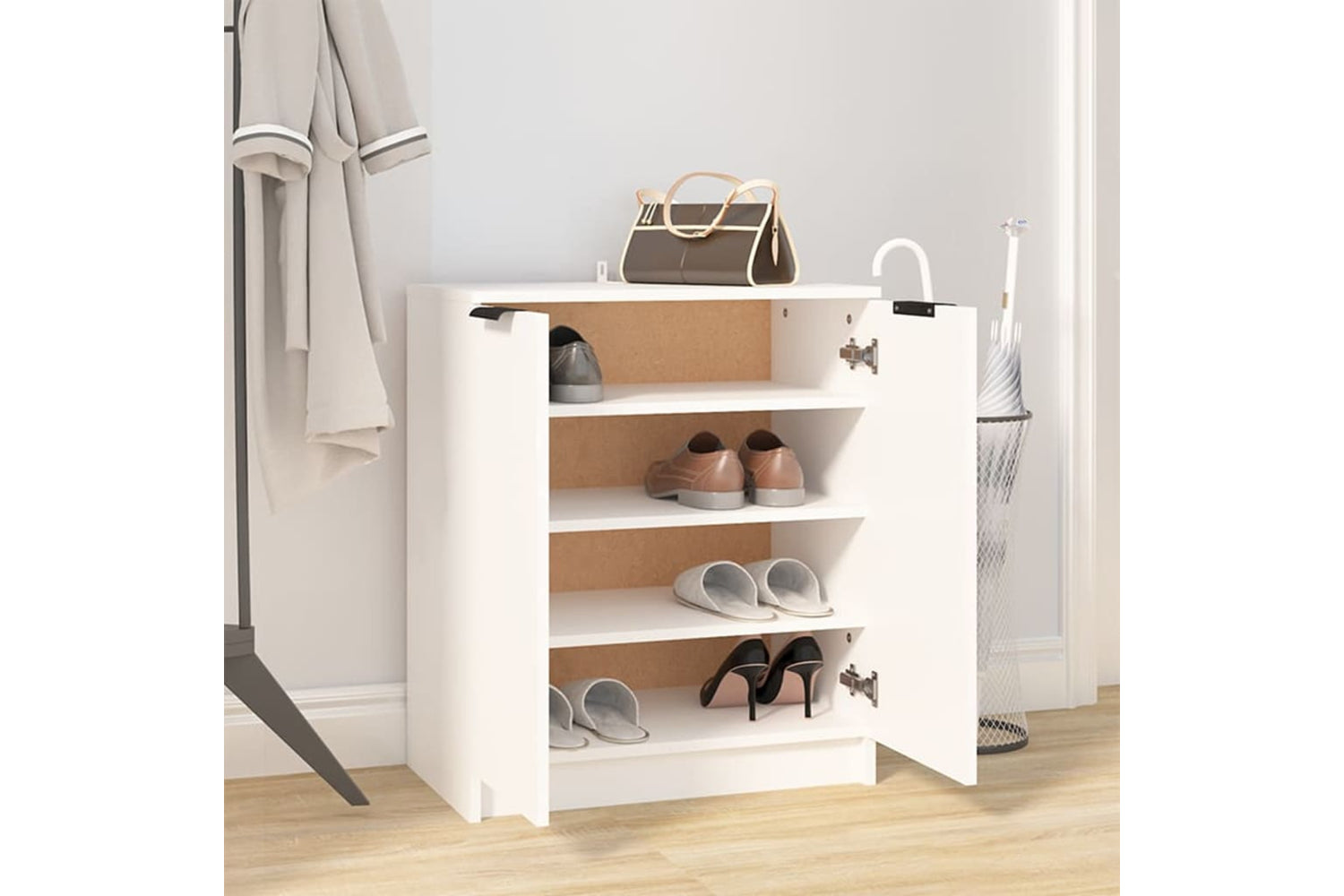 vidaXL 811421 Shoe Cabinet White 59x35x70cm Engineered Wood-5