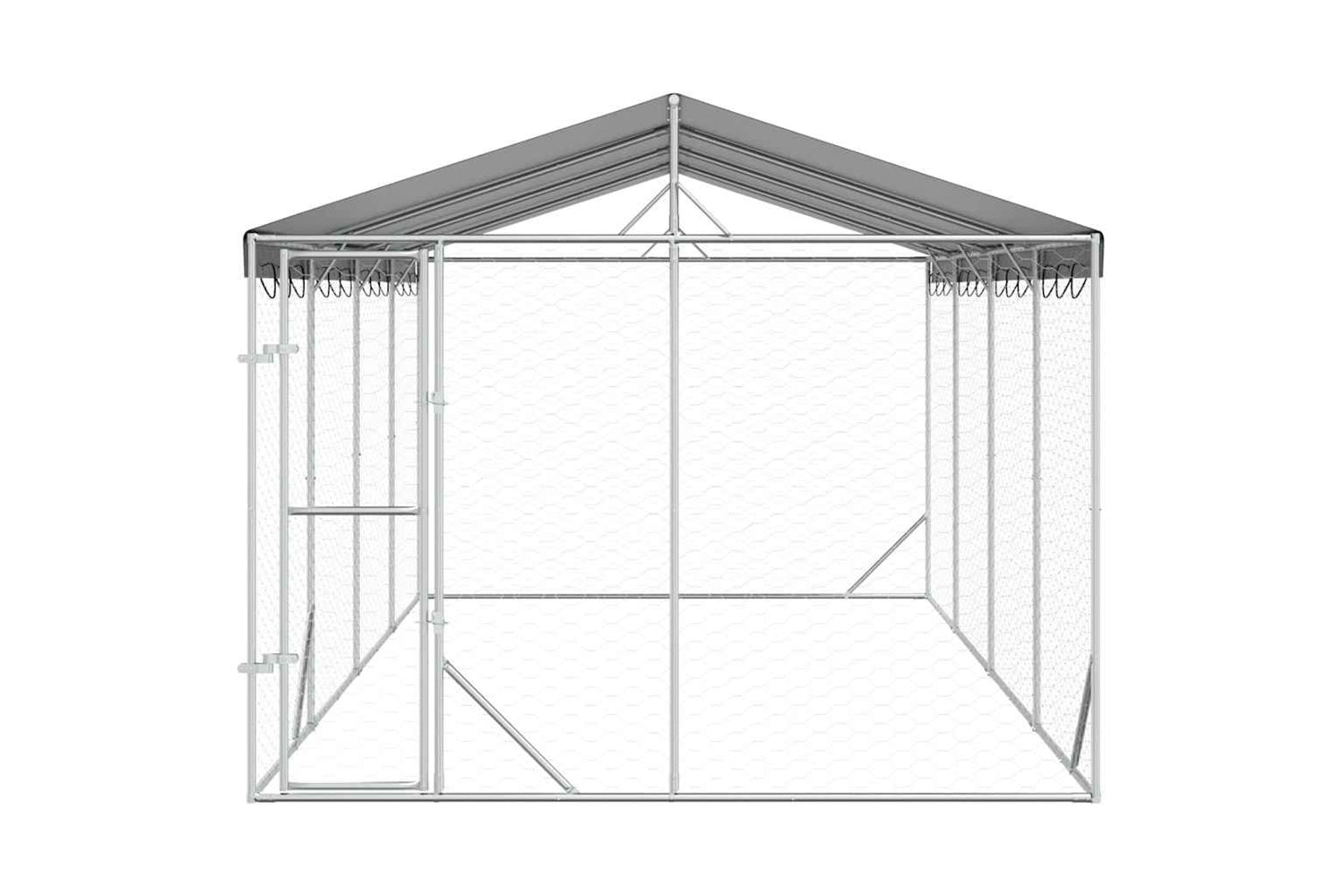 Vidaxl 3190488 Outdoor Dog Kennel With Roof Silver 3x6x2.5 M Galvanised Steel-3