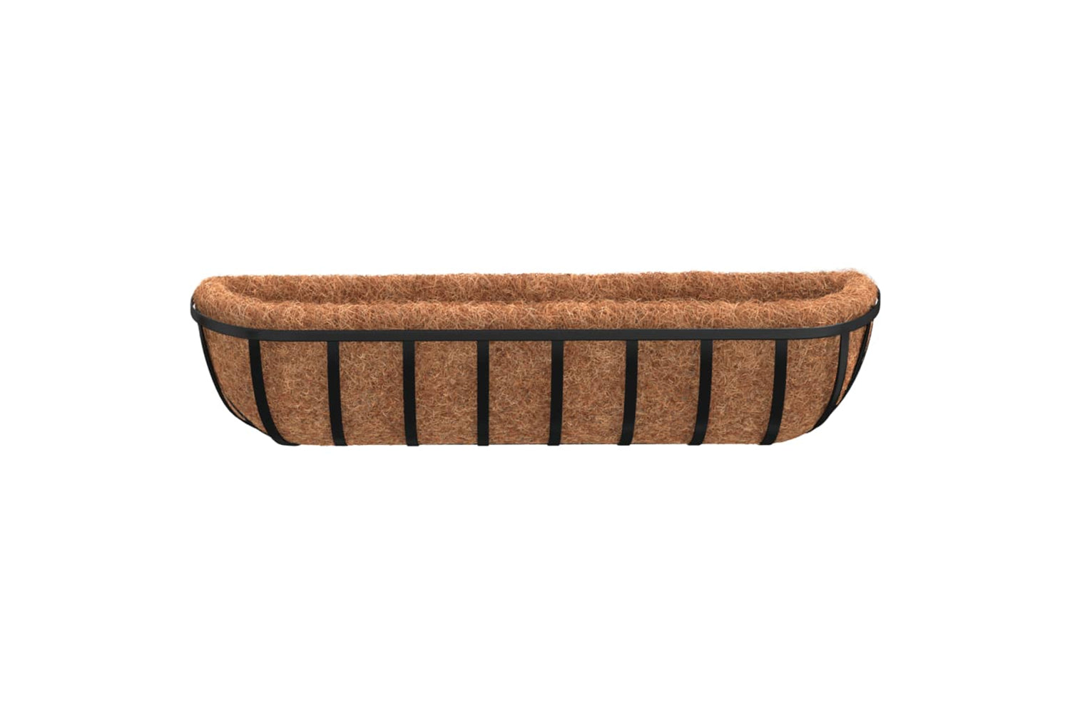 vidaXL 319356 Wall Troughs 2 Pcs With Coco Liners Black 91x20x23cm Steel-3