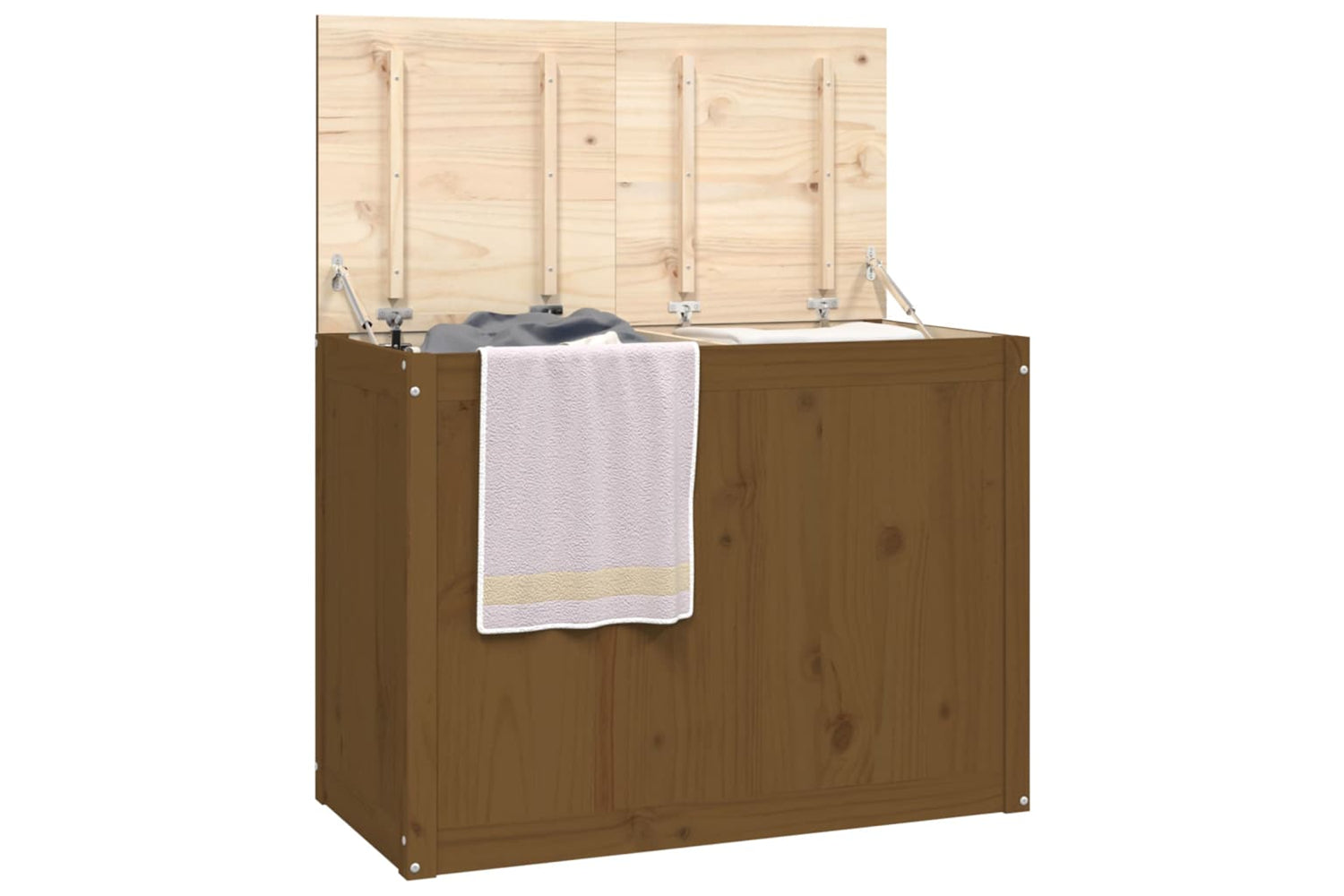 vidaXL 823572 Laundry Box Honey Brown 88.5x44x66cm Solid Wood Pine-3