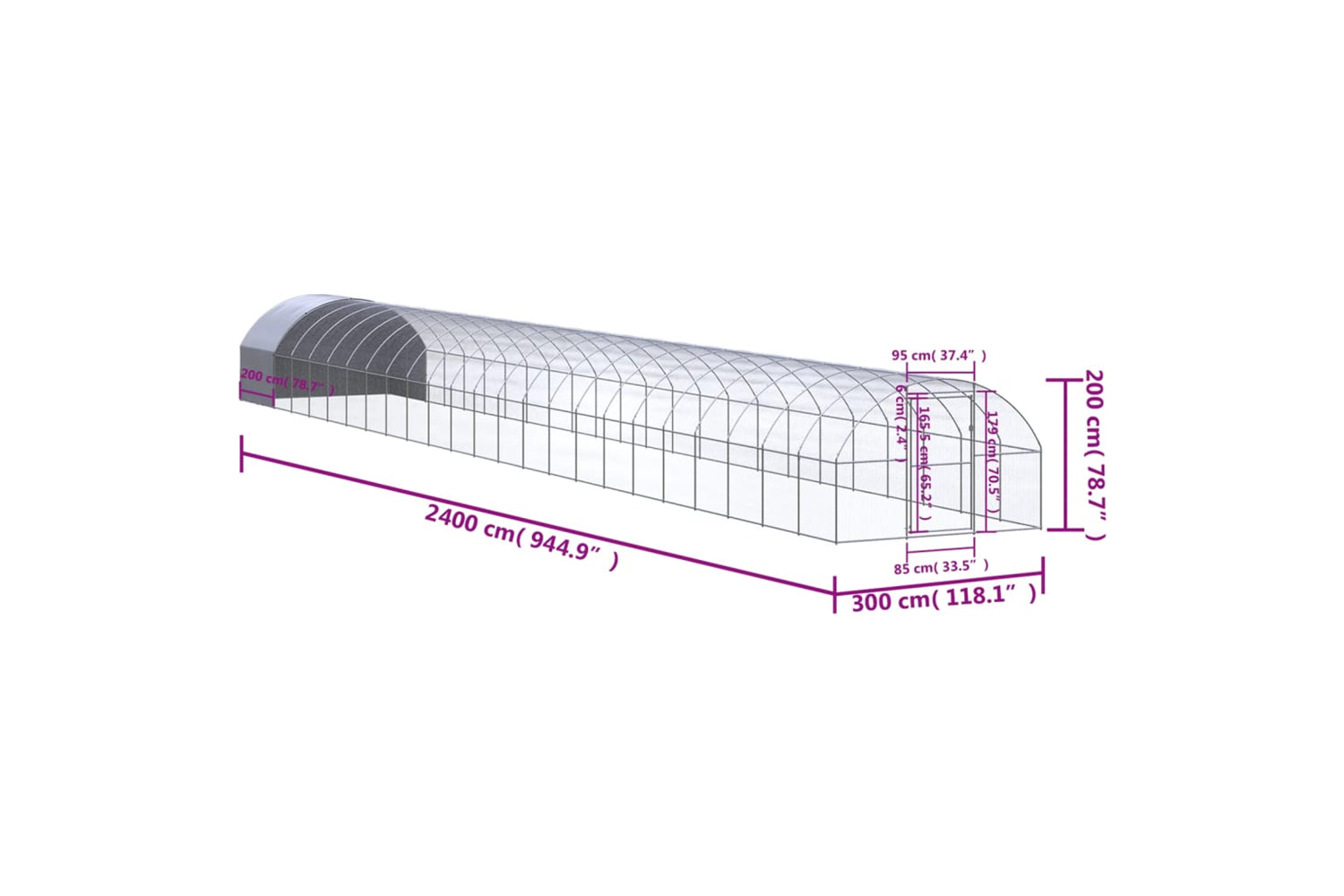 Vidaxl 3095480 Outdoor Chicken Coop 3x24x2 M Galvanised Steel-9