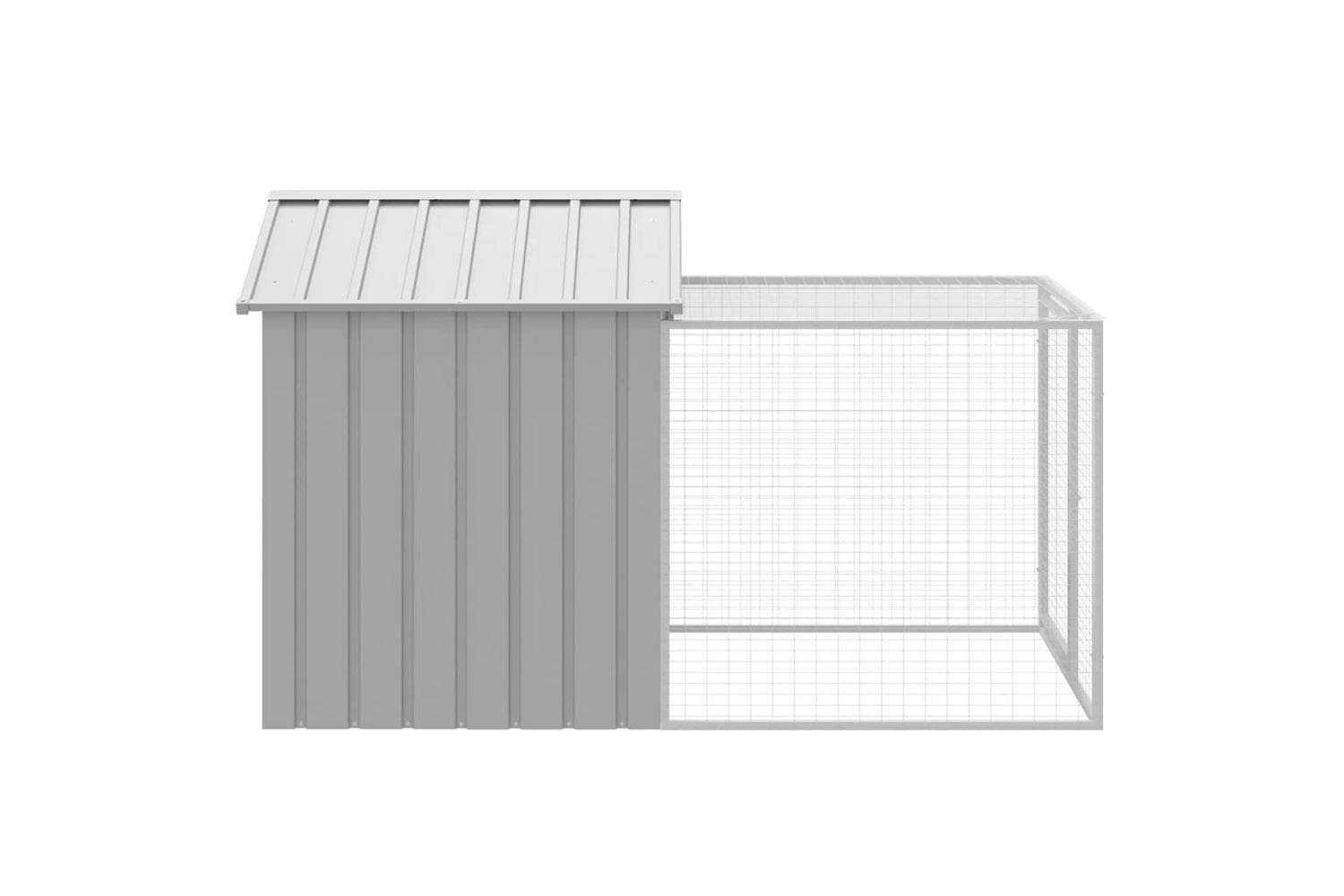 Vidaxl Chicken Cage With Run Light Grey 117x201x123 Cm Galvanised Steel-3