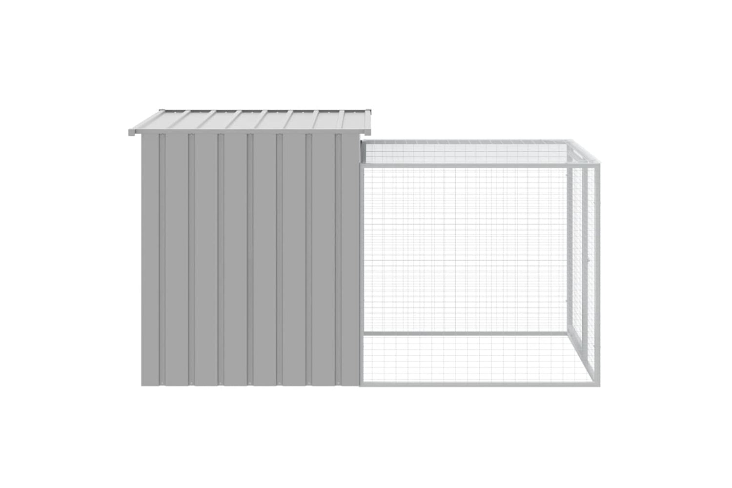 Vidaxl Chicken Cage With Run Light Grey 110x201x110 Cm Galvanised Steel-3
